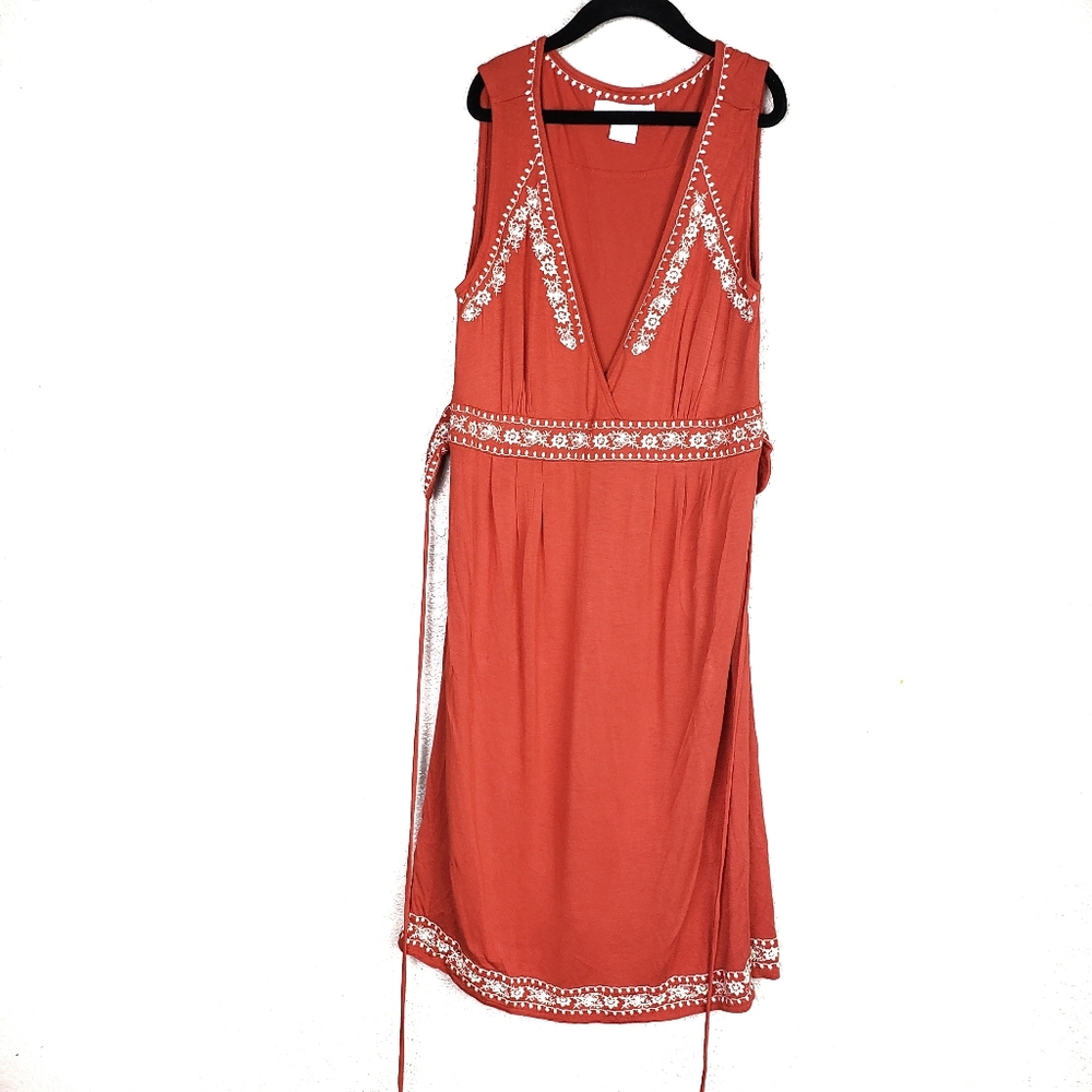 Women's orange fall deep v neck floral small dress